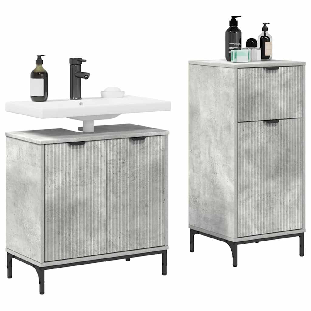Baderomsinnredningssett 2 pcs Betonggrå 39.5 x 36 x 88 cm