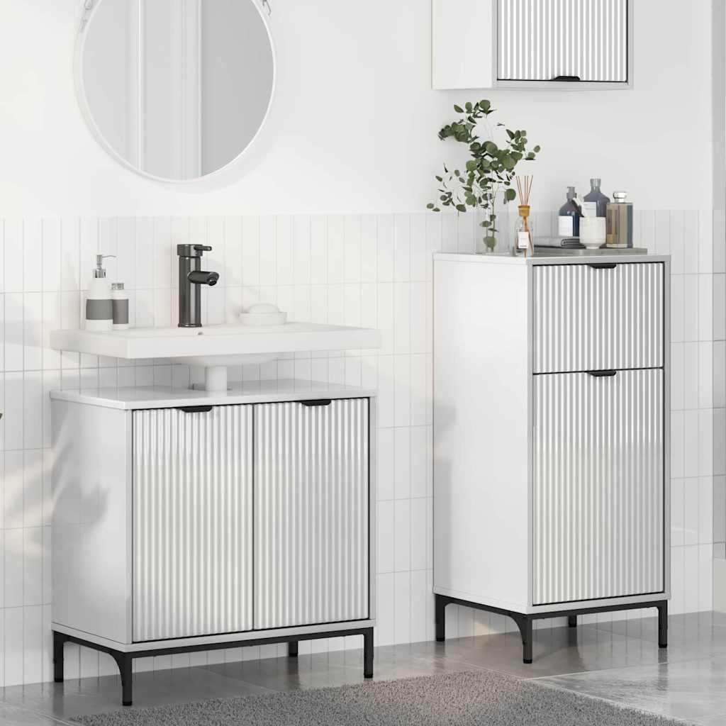 Baderomsinnredningssett 2 pcs Høyglans hvit 39.5 x 36 x 88 cm