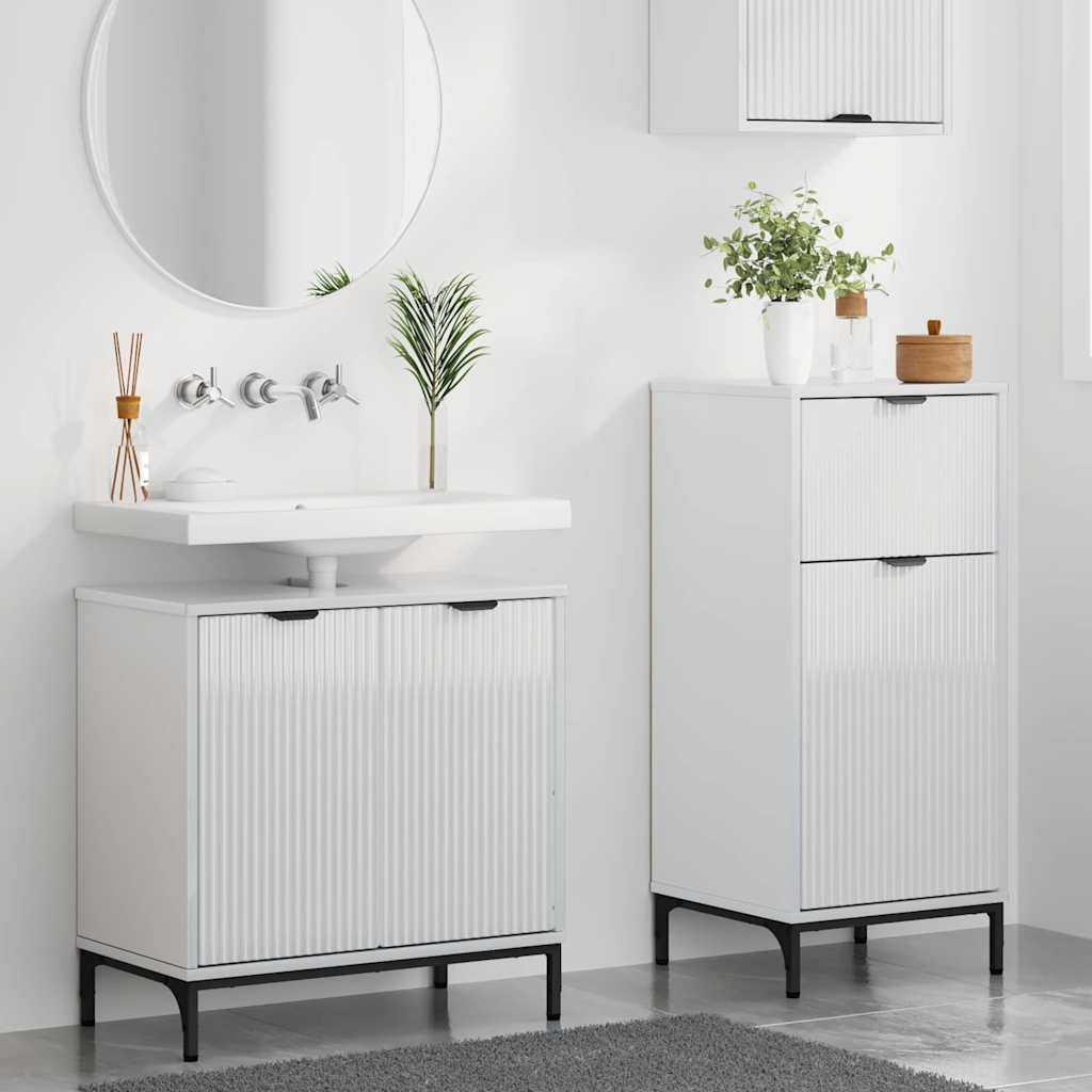 Baderomsinnredningssett 2 pcs Høyglans hvit 39.5 x 36 x 88 cm