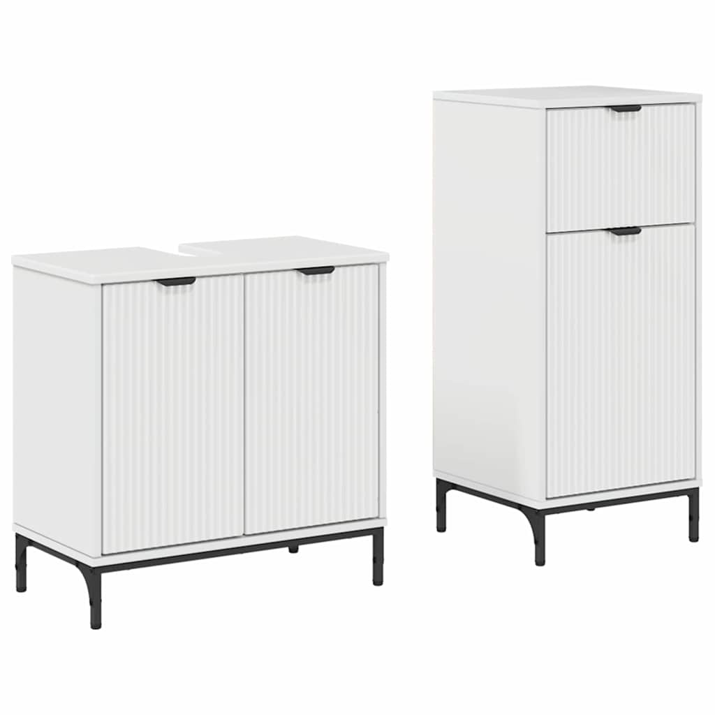 Baderomsinnredningssett 2 pcs Høyglans hvit 39.5 x 36 x 88 cm