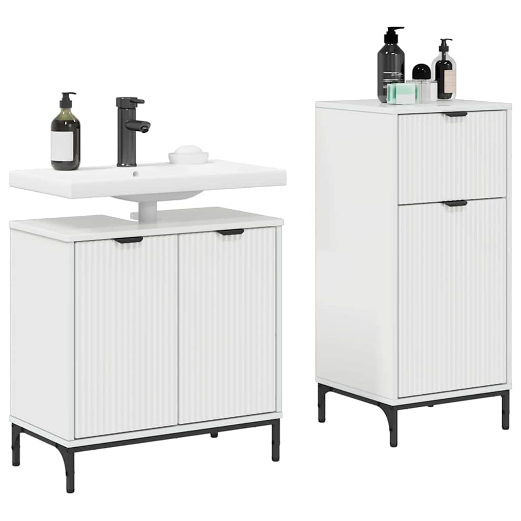 Baderomsinnredningssett 2 pcs Høyglans hvit 39.5 x 36 x 88 cm