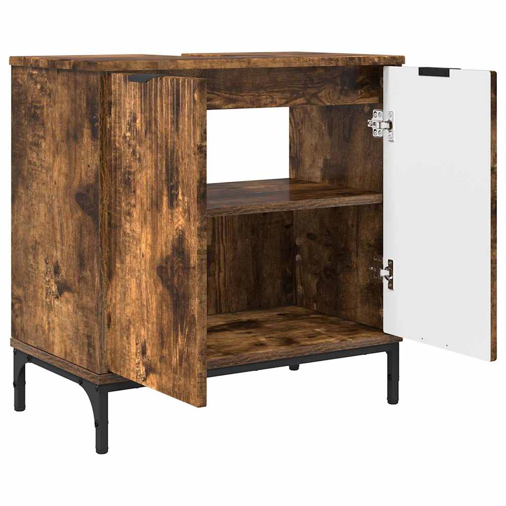 Baderomsinnredningssett Rutete 2 pcs Røkt eik 39.5 x 36 x 88 cm
