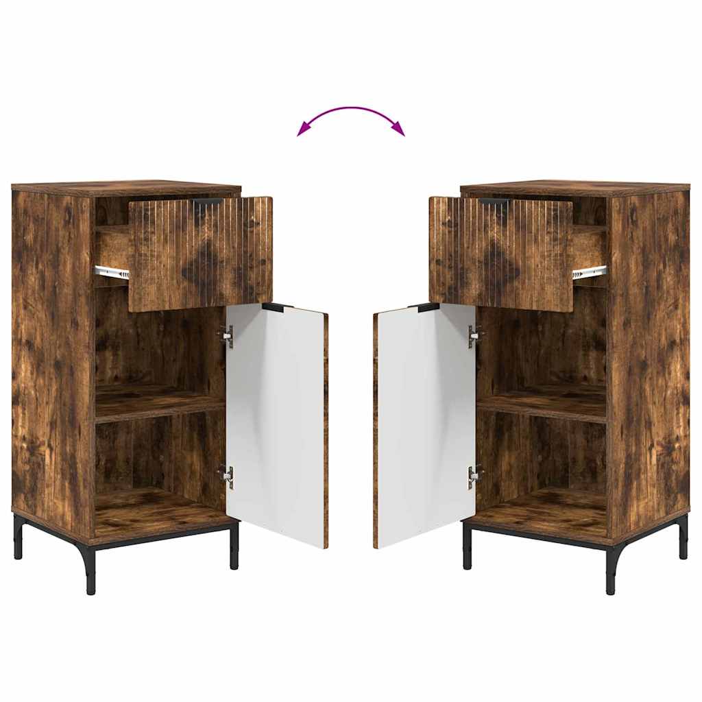 Baderomsinnredningssett Rutete 2 pcs Røkt eik 39.5 x 36 x 88 cm