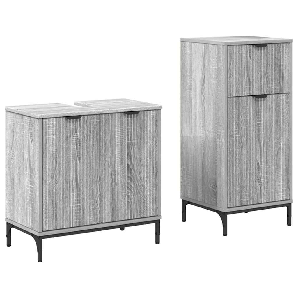 Baderomsinnredningssett 2 pcs Grå sonoma 39.5 x 36 x 88 cm
