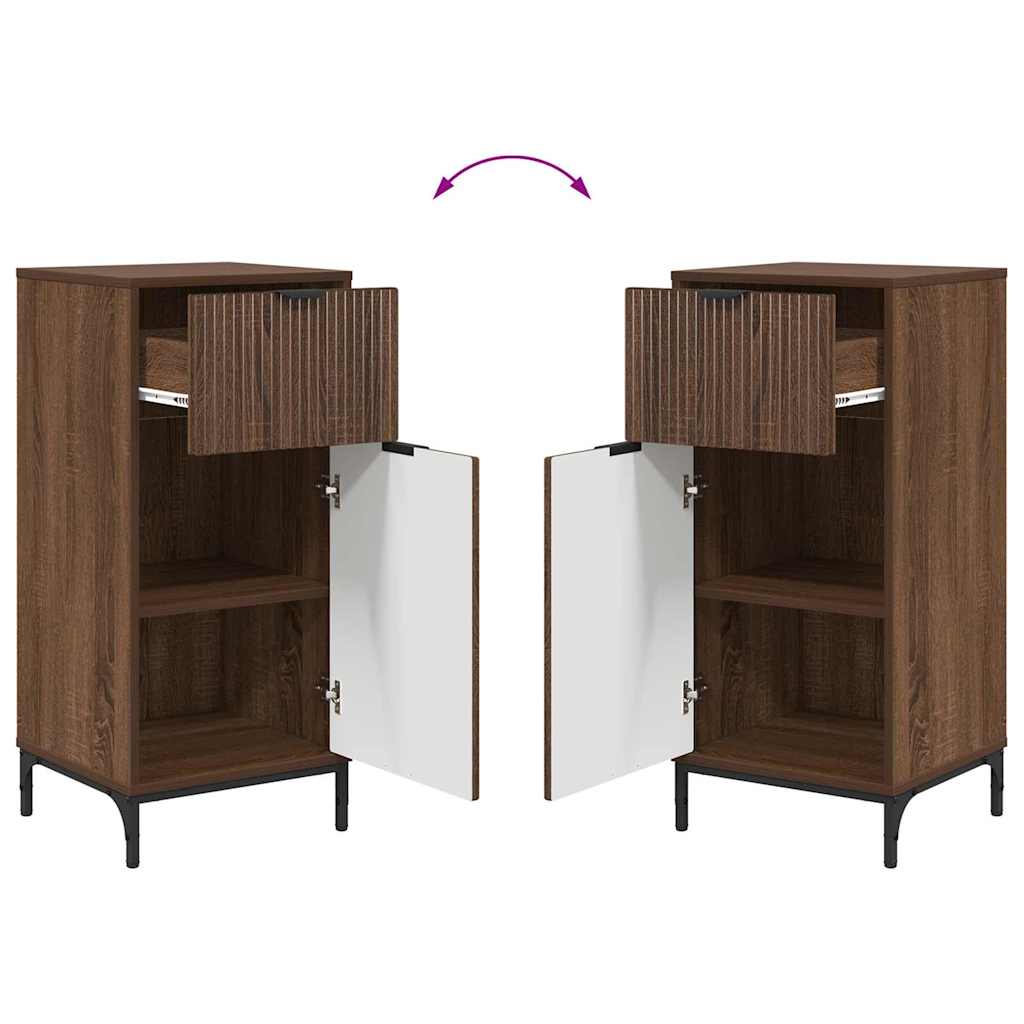 Baderomsinnredningssett Rutete 2 pcs brun eik 39.5 x 36 x 88 cm