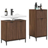 Baderomsinnredningssett Rutete 2 pcs brun eik 39.5 x 36 x 88 cm