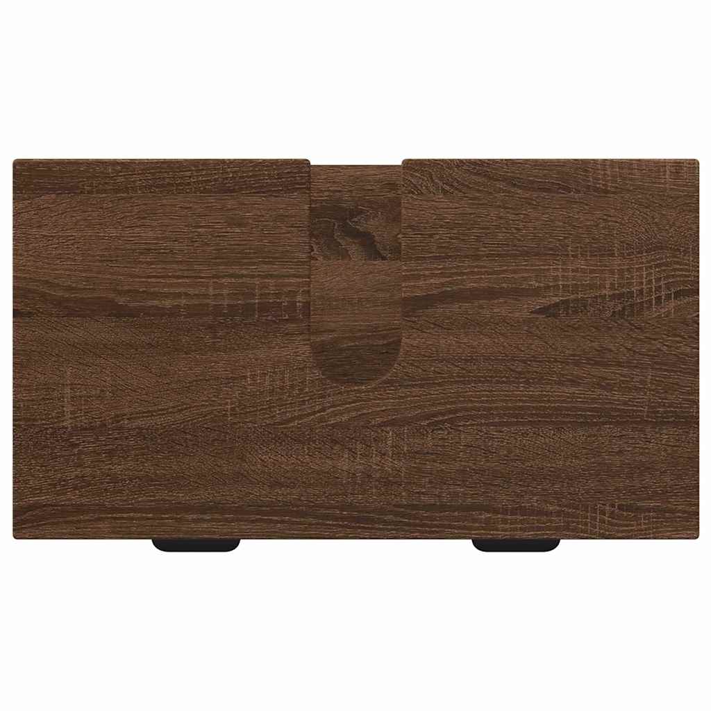 Baderomsinnredningssett Rutete 2 pcs brun eik 39.5 x 36 x 88 cm