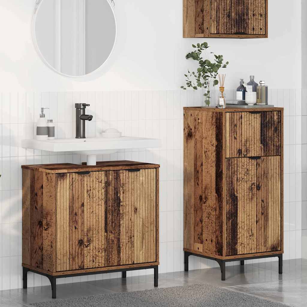Baderomsinnredningssett 2 pcs Gammelt tre 39.5 x 36 x 88 cm