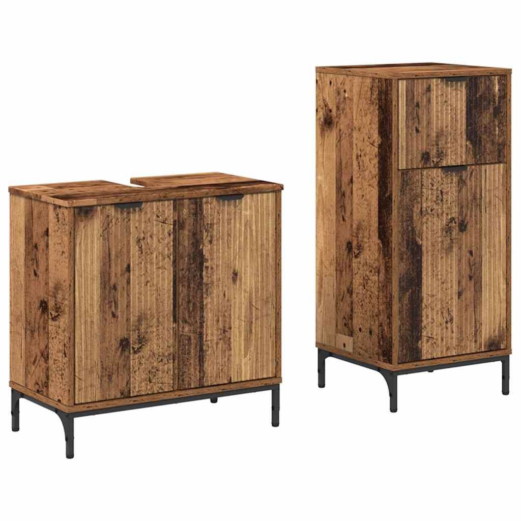 Baderomsinnredningssett 2 pcs Gammelt tre 39.5 x 36 x 88 cm