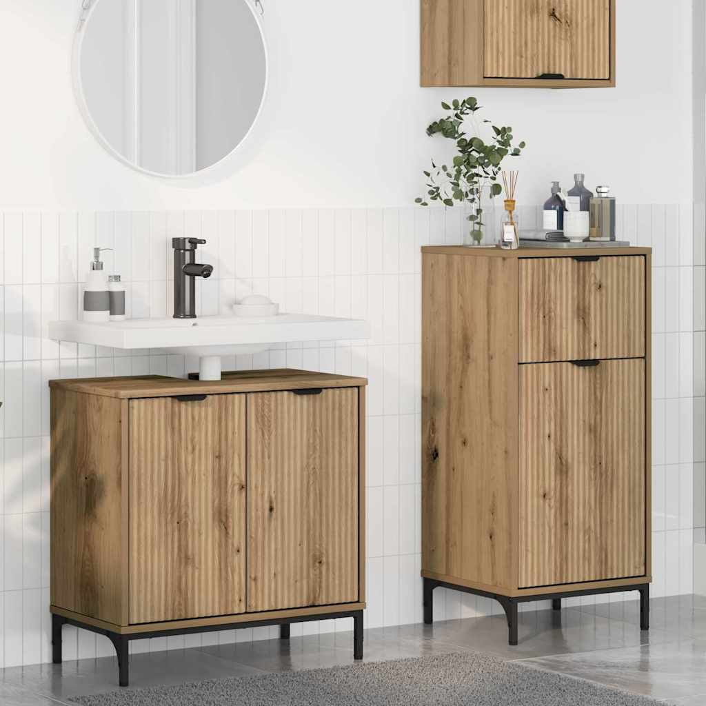 Baderomsinnredningssett 2 pcs Artisan Eik Ingeniørtre og metall