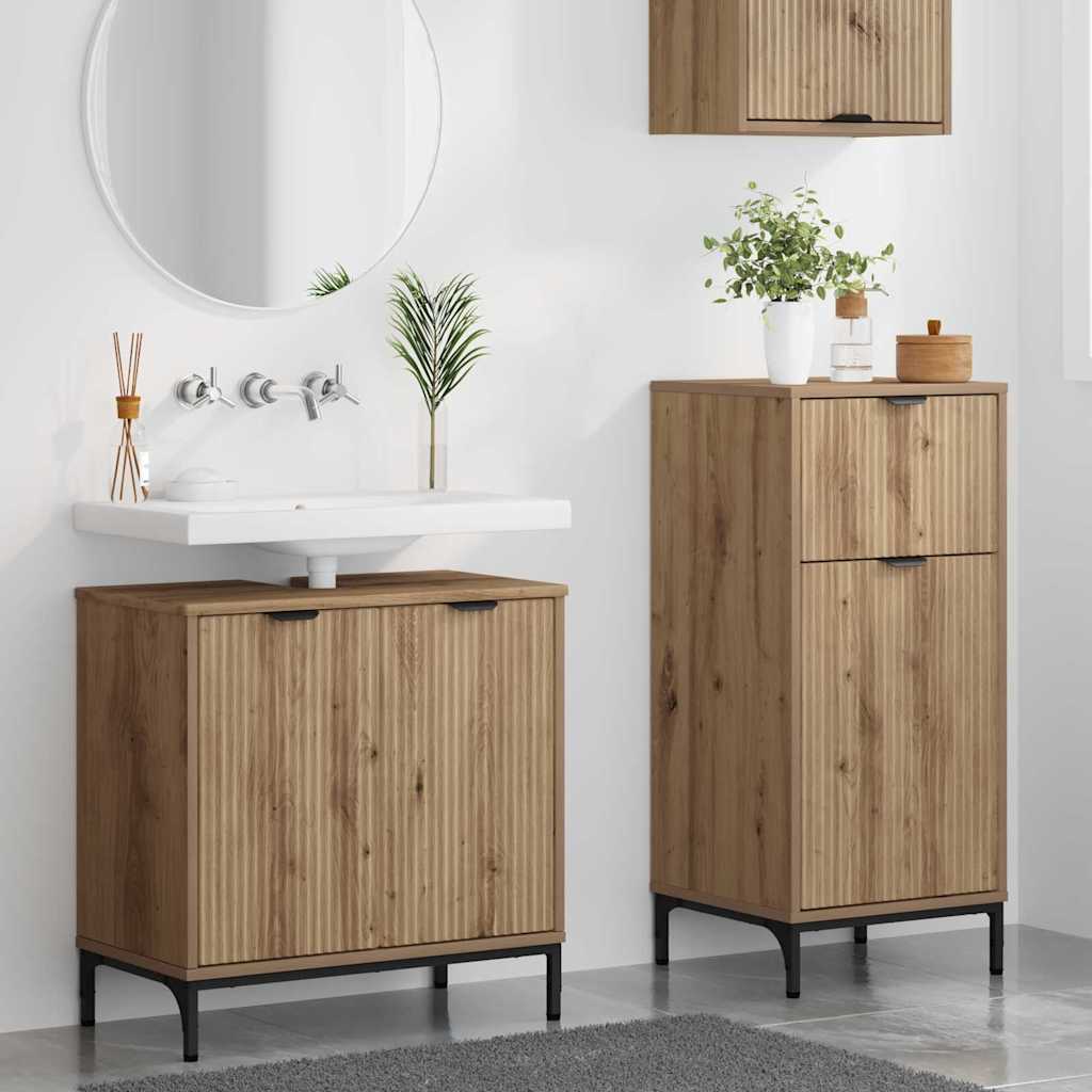 Baderomsinnredningssett 2 pcs Artisan Eik Ingeniørtre og metall