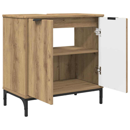 Baderomsinnredningssett 2 pcs Artisan Eik Ingeniørtre og metall