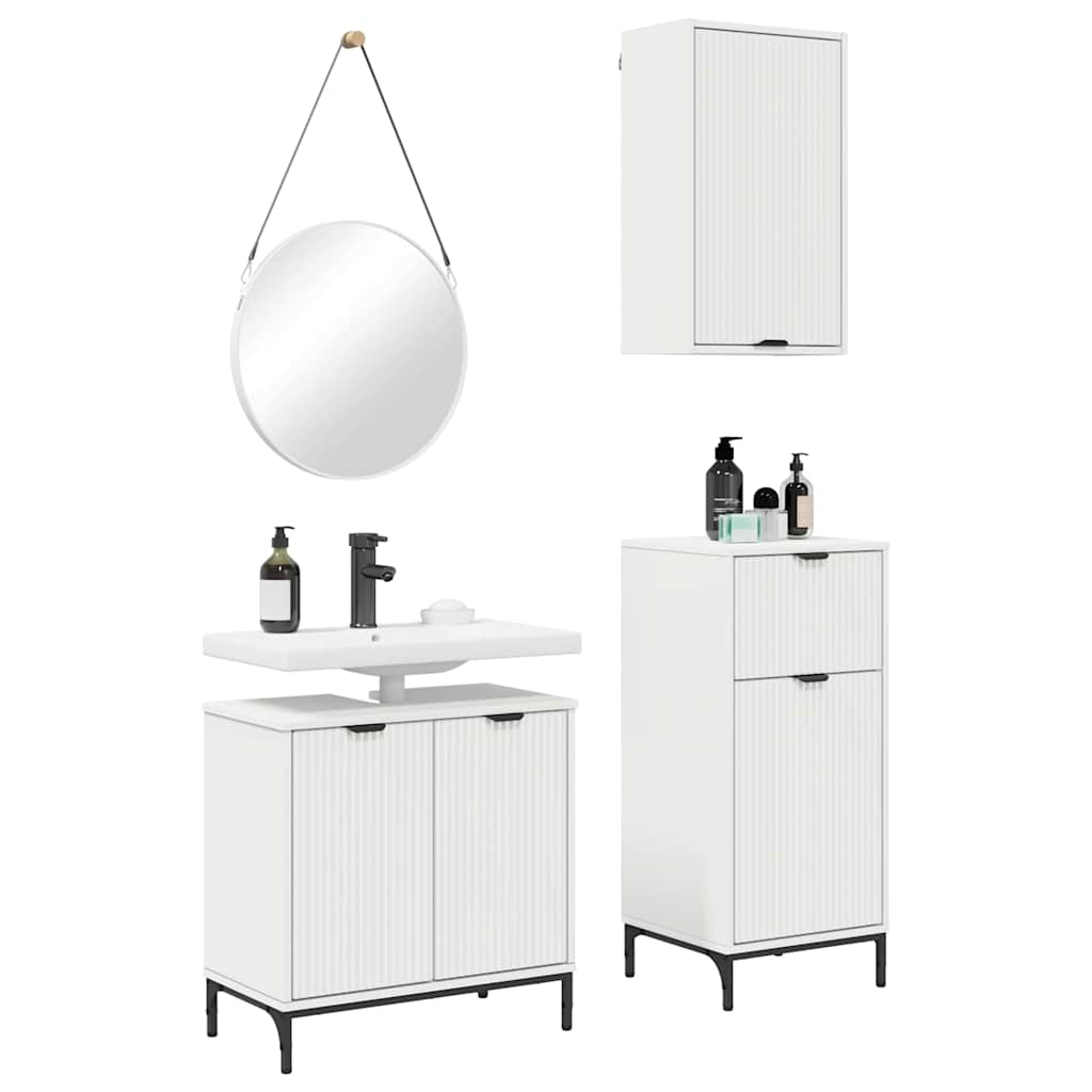 Baderomsinnredningssett med skuff 3 pcs Hvit 39.5 x 36 x 88 cm