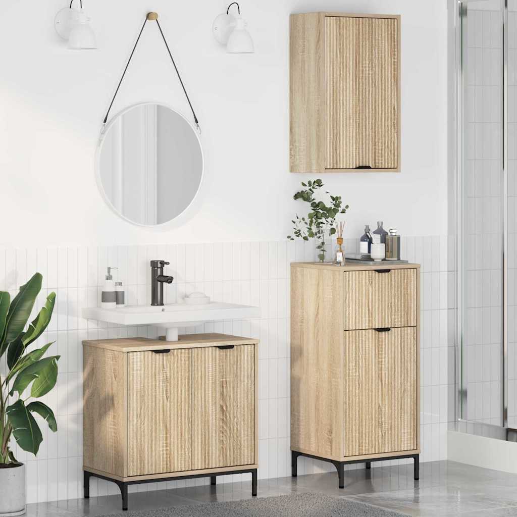 Baderomsinnredningssett 3 pcs Sonoma eik 39.5 x 36 x 88 cm
