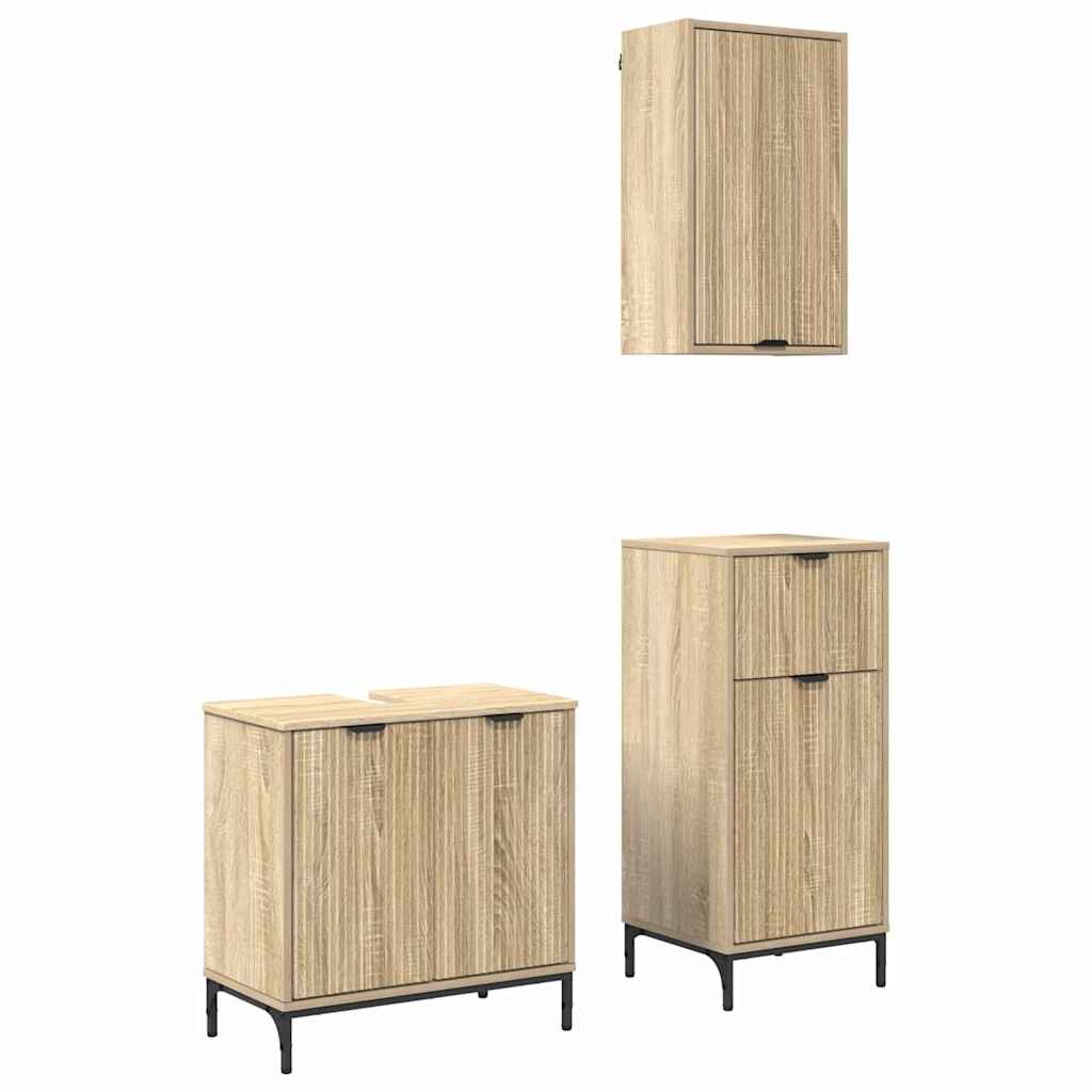 Baderomsinnredningssett 3 pcs Sonoma eik 39.5 x 36 x 88 cm