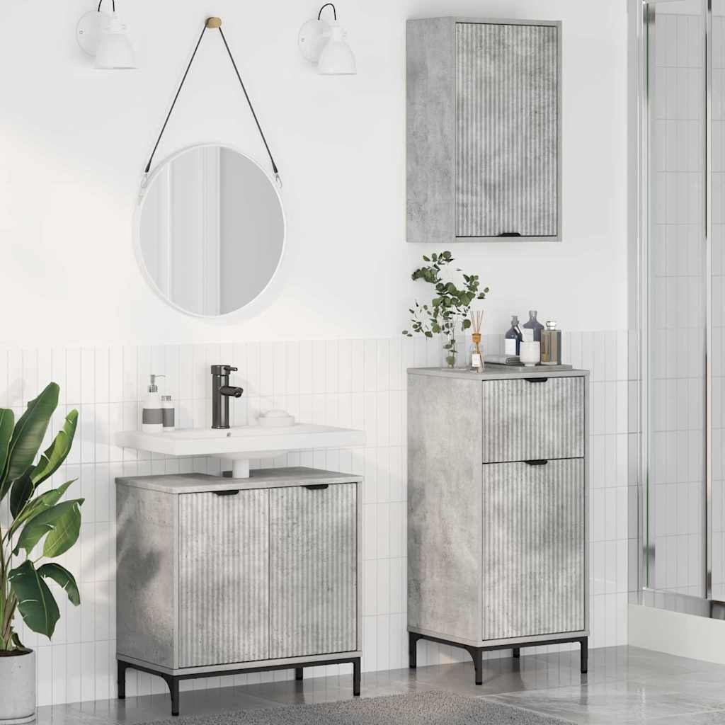 Baderomsinnredningssett 3 pcs Betonggrå 39.5 x 36 x 88 cm