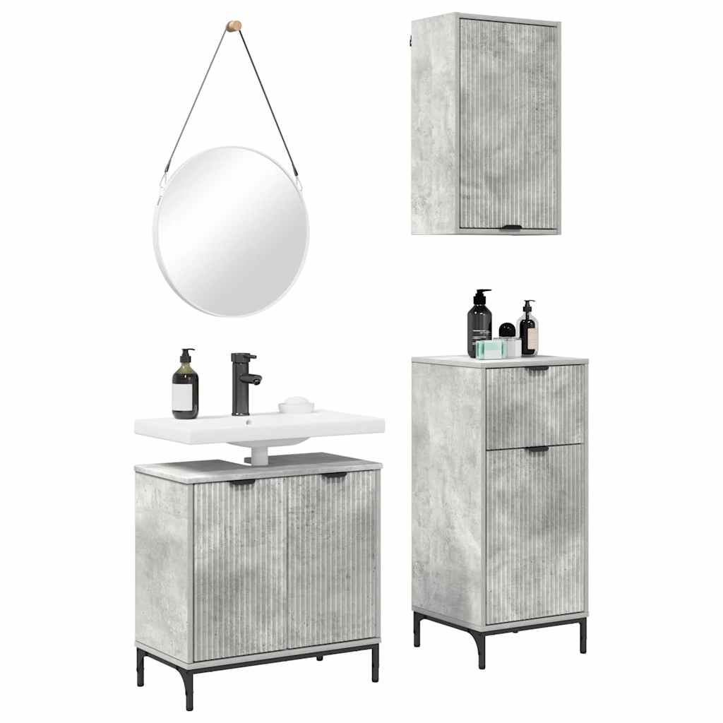 Baderomsinnredningssett 3 pcs Betonggrå 39.5 x 36 x 88 cm