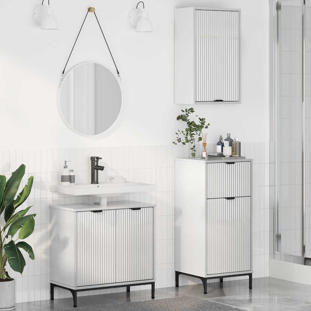 Baderomsinnredningssett 3 pcs Høyglans hvit 39.5 x 36 x 88 cm