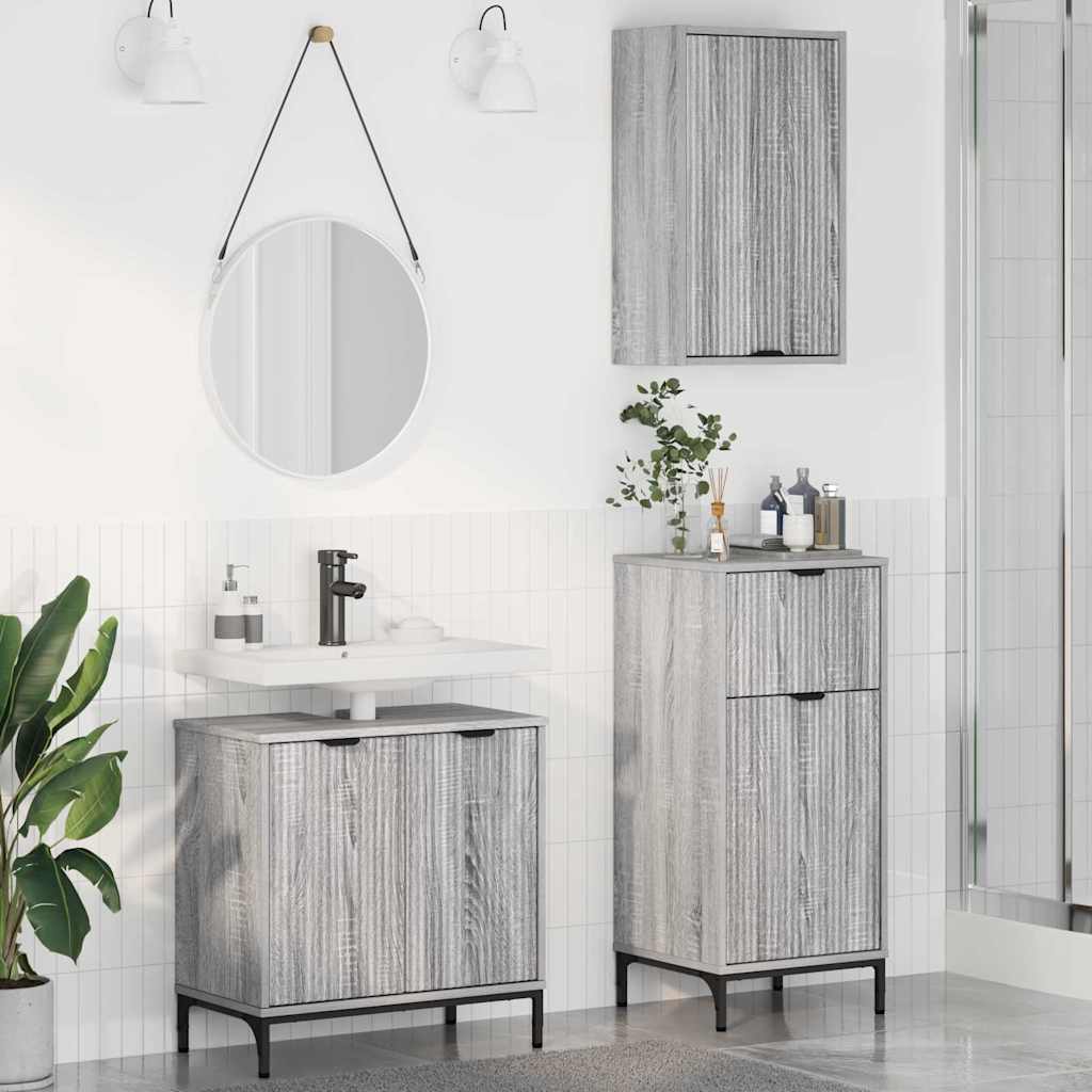 Baderomsinnredningssett 3 pcs Grå sonoma 39.5 x 36 x 88 cm