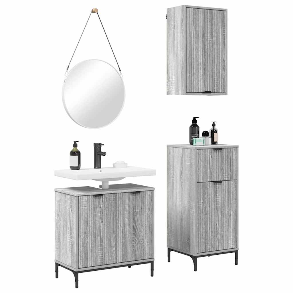 Baderomsinnredningssett 3 pcs Grå sonoma 39.5 x 36 x 88 cm