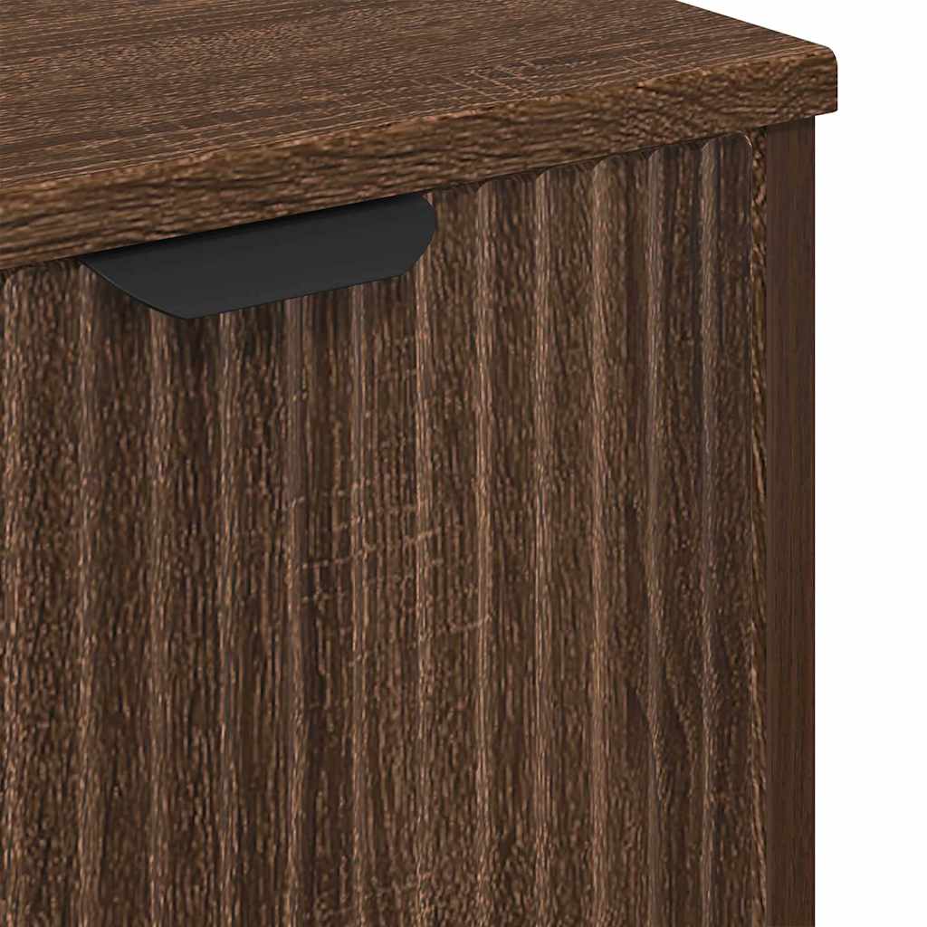 Baderomsinnredningssett Rutete 3 pcs brun eik 39.5 x 36 x 88 cm