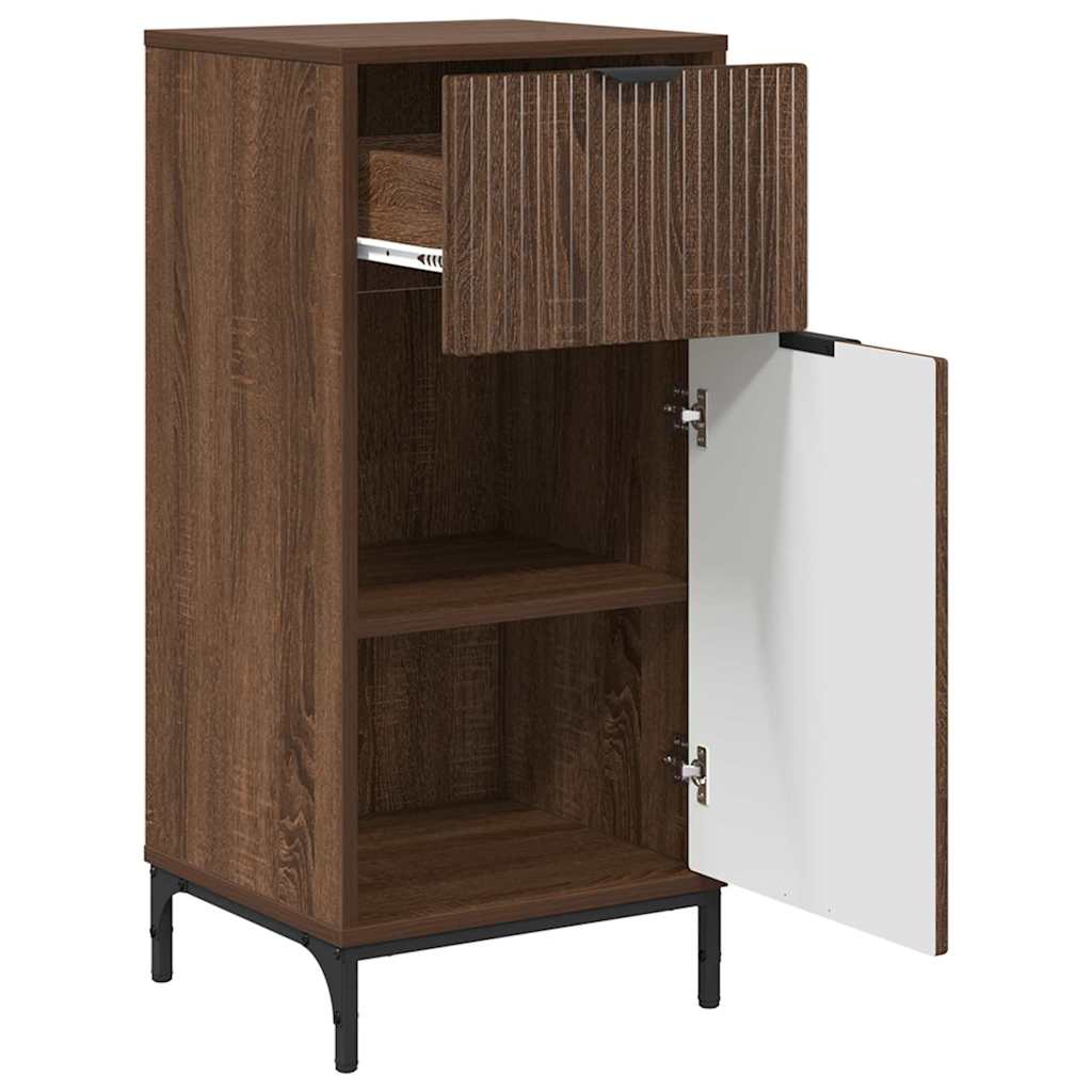 Baderomsinnredningssett Rutete 3 pcs brun eik 39.5 x 36 x 88 cm