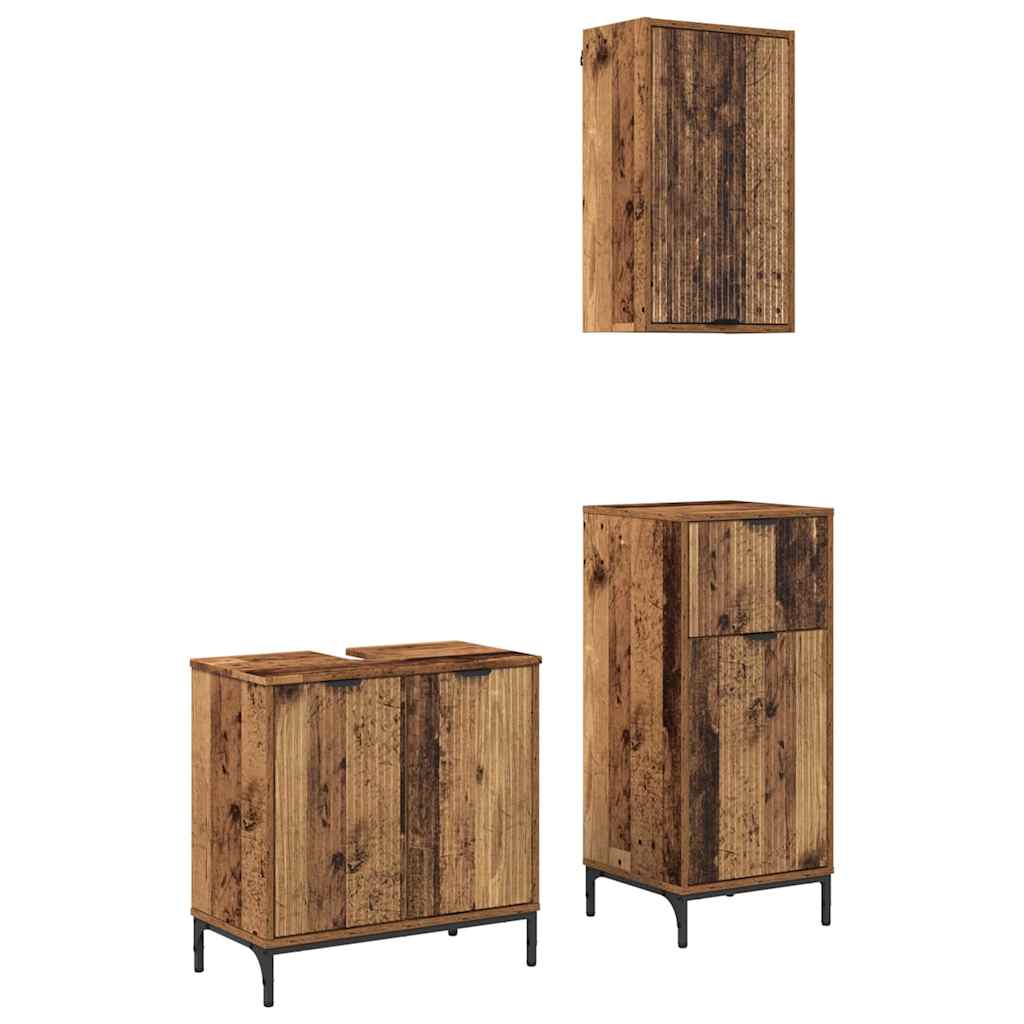 Baderomsinnredningssett 3 pcs Gammelt tre 39.5 x 36 x 88 cm