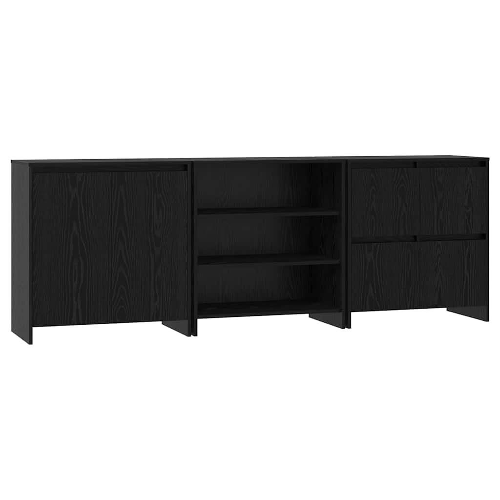 Serviesskap 3 pcs Svart Eik 70 x 41 x 75 cm Konstruert tre