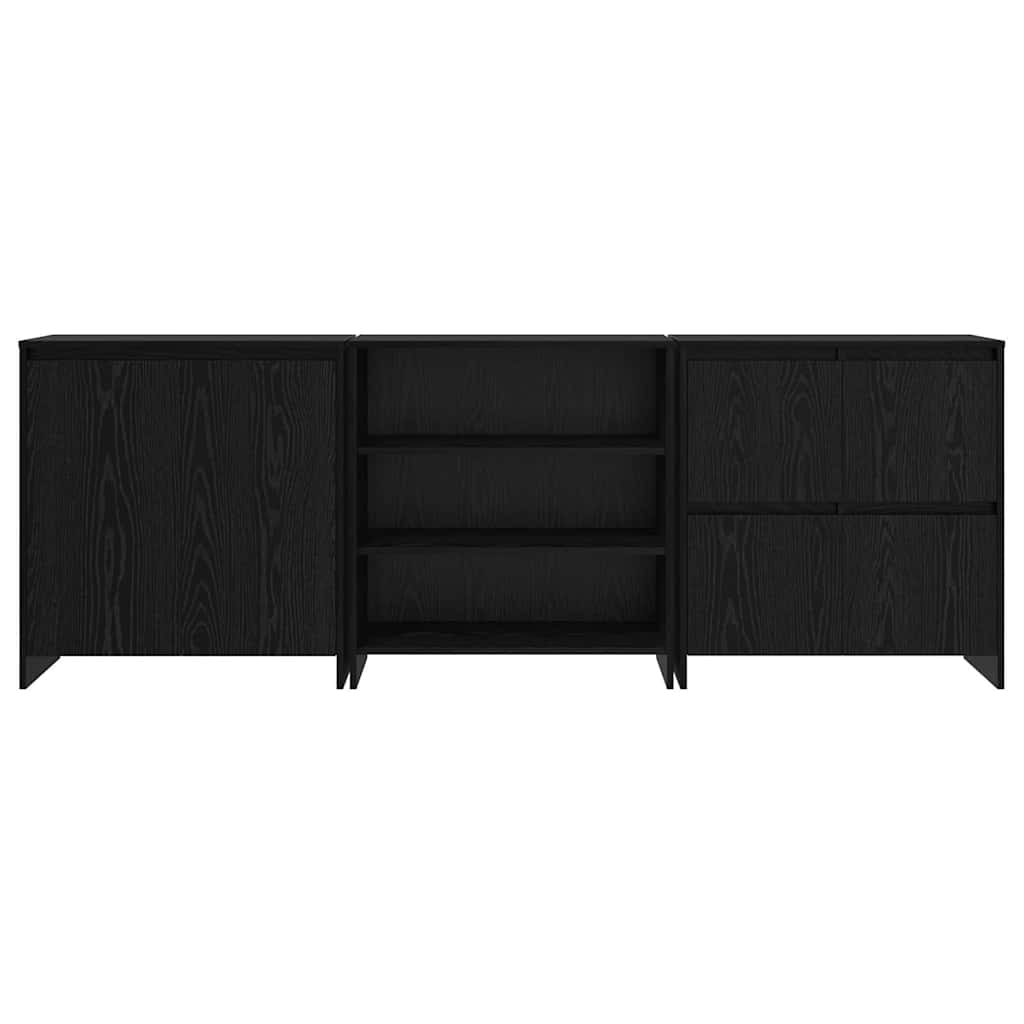 Serviesskap 3 pcs Svart Eik 70 x 41 x 75 cm Konstruert tre