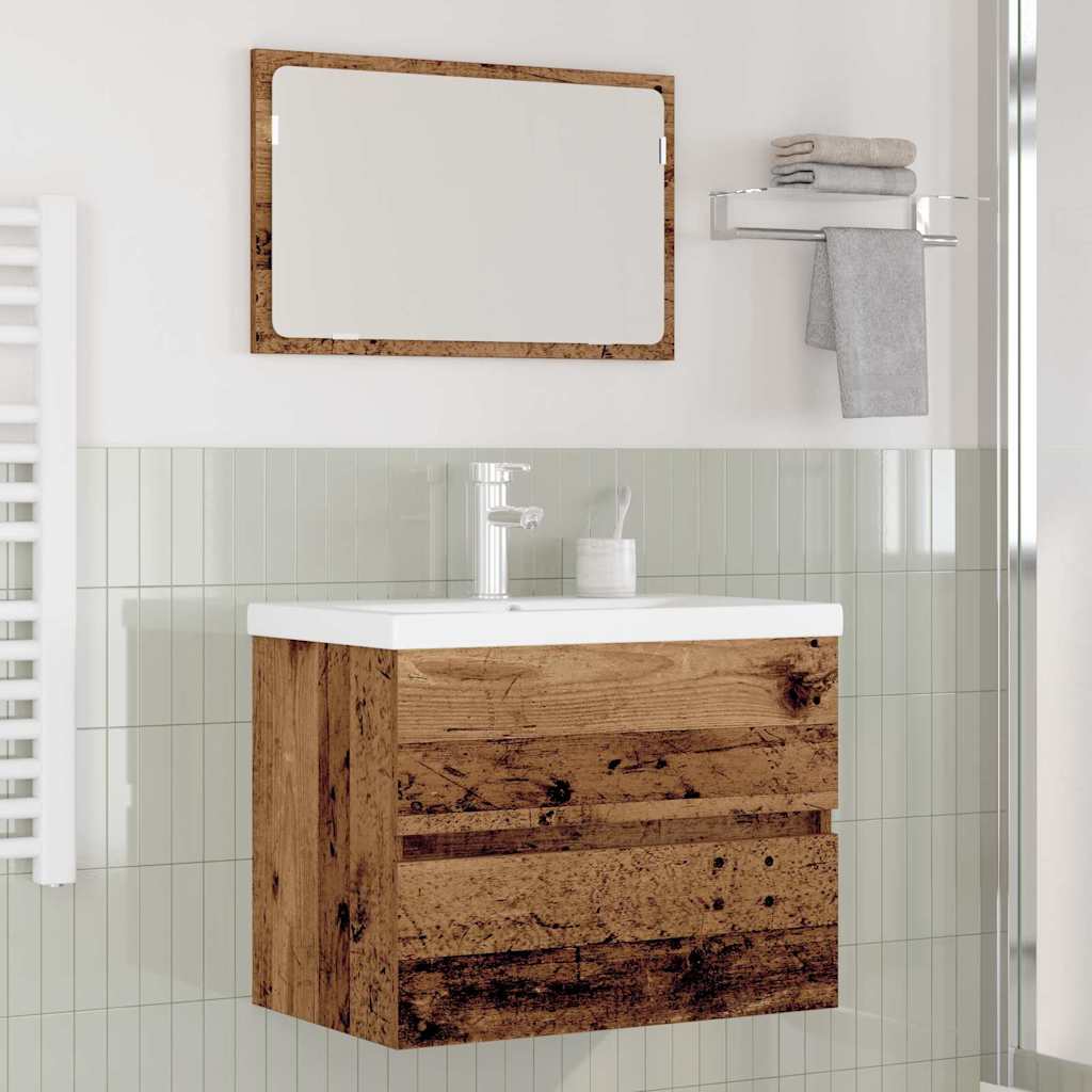 Baderomsinnredningssett 3 pcs Gammelt tre 60 x 38.5 x 45 cm