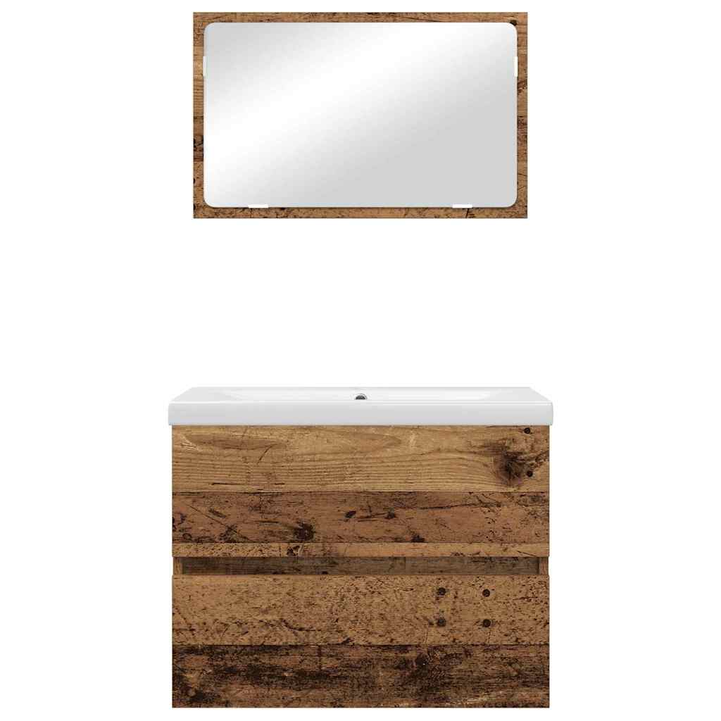 Baderomsinnredningssett 3 pcs Gammelt tre 60 x 38.5 x 45 cm