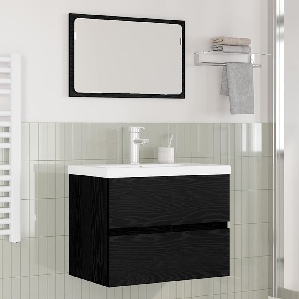 Baderomsinnredningssett 3 pcs Svart eik 60 x 38.5 x 45 cm