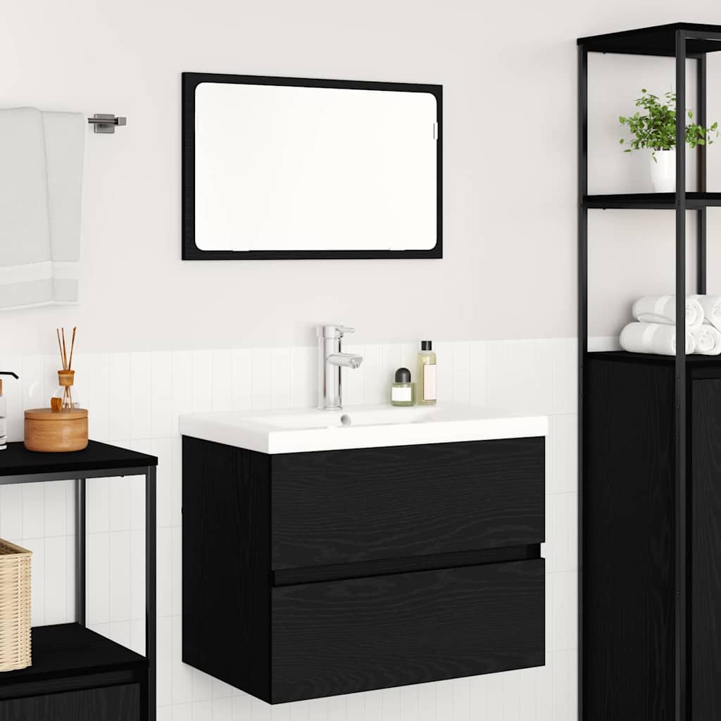 Baderomsinnredningssett 3 pcs Svart Eik Konstruert tre