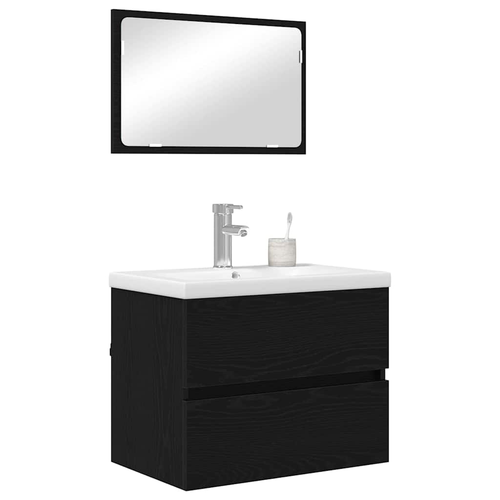Baderomsinnredningssett 3 pcs Svart eik 60 x 38.5 x 45 cm