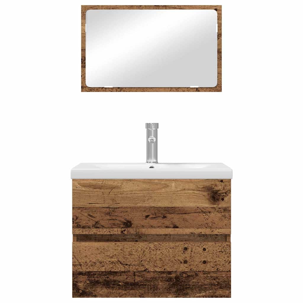 Baderomsinnredningssett 3 pcs Gammelt tre 60 x 38.5 x 45 cm
