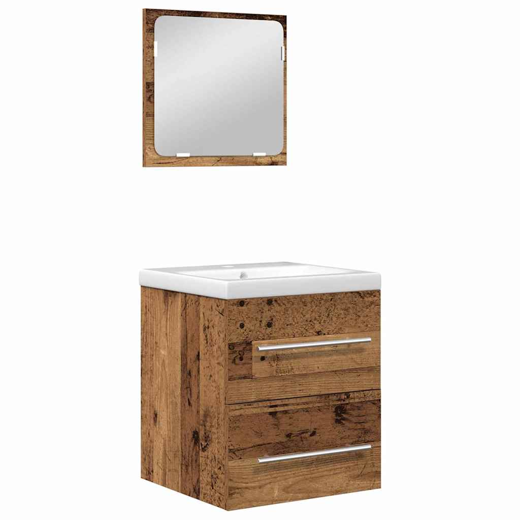 Baderomsinnredningssett 2 pcs Gammelt tre 41 x 38.5 x 48 cm
