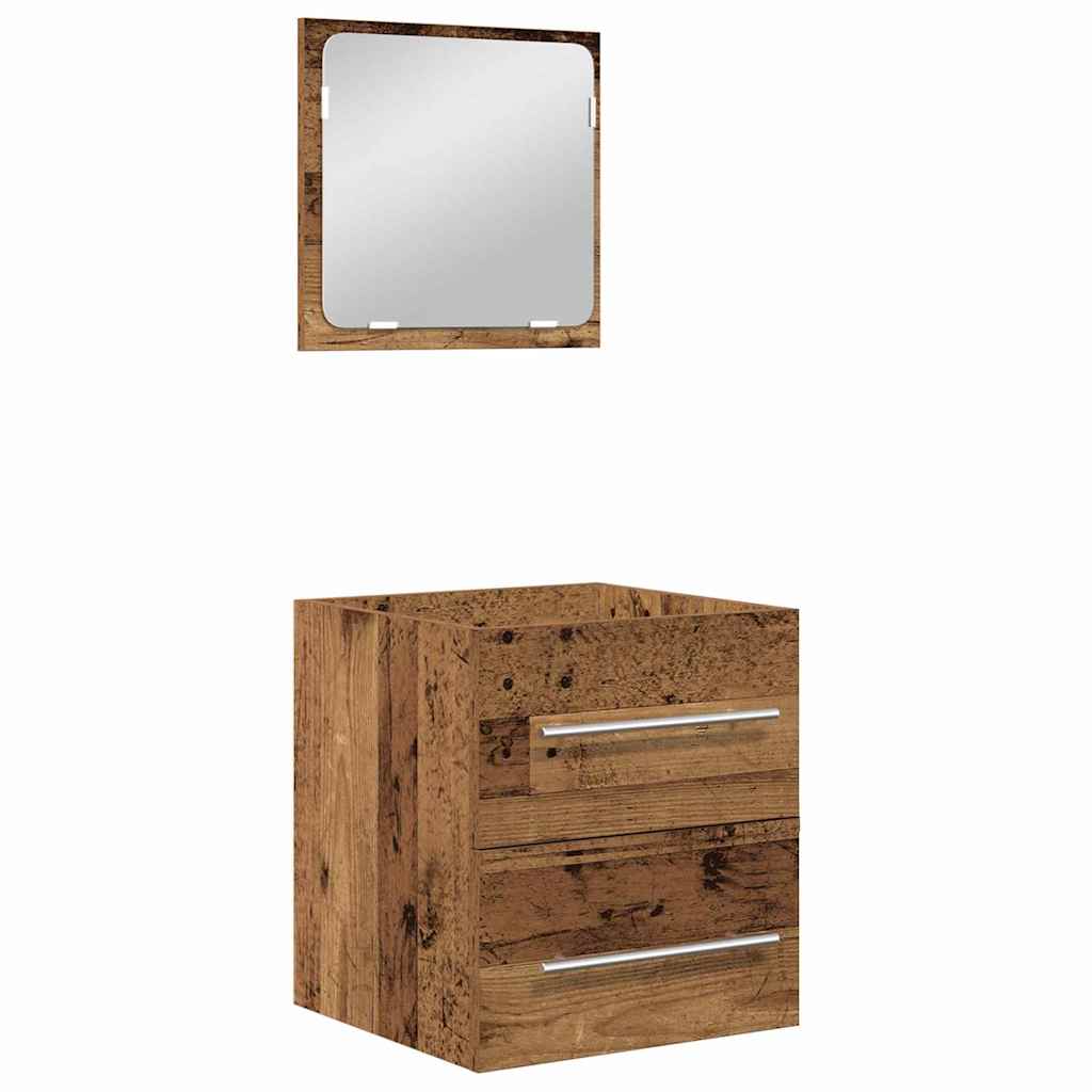 Baderomsinnredningssett 2 pcs Gammelt tre 41 x 38.5 x 48 cm
