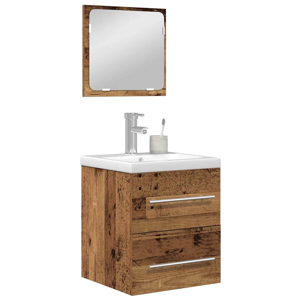 Baderomsinnredningssett 2 pcs Gammelt tre 41 x 38.5 x 48 cm