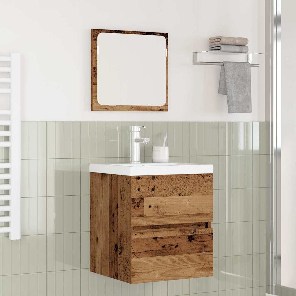 Baderomsinnredningssett 3 pcs Gammel tre og hvit Medium
