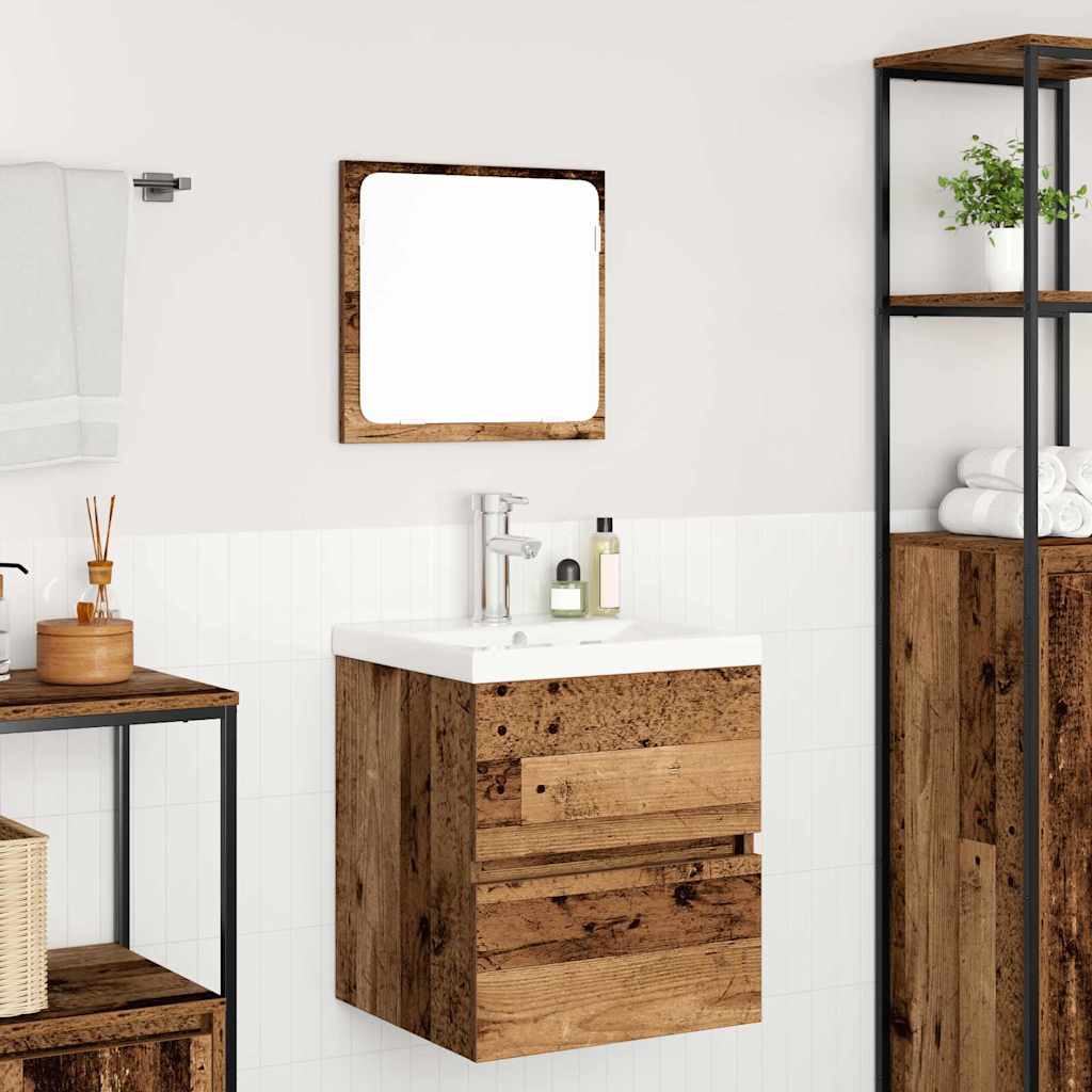 Baderomsinnredningssett 3 pcs Gammel tre og hvit Medium