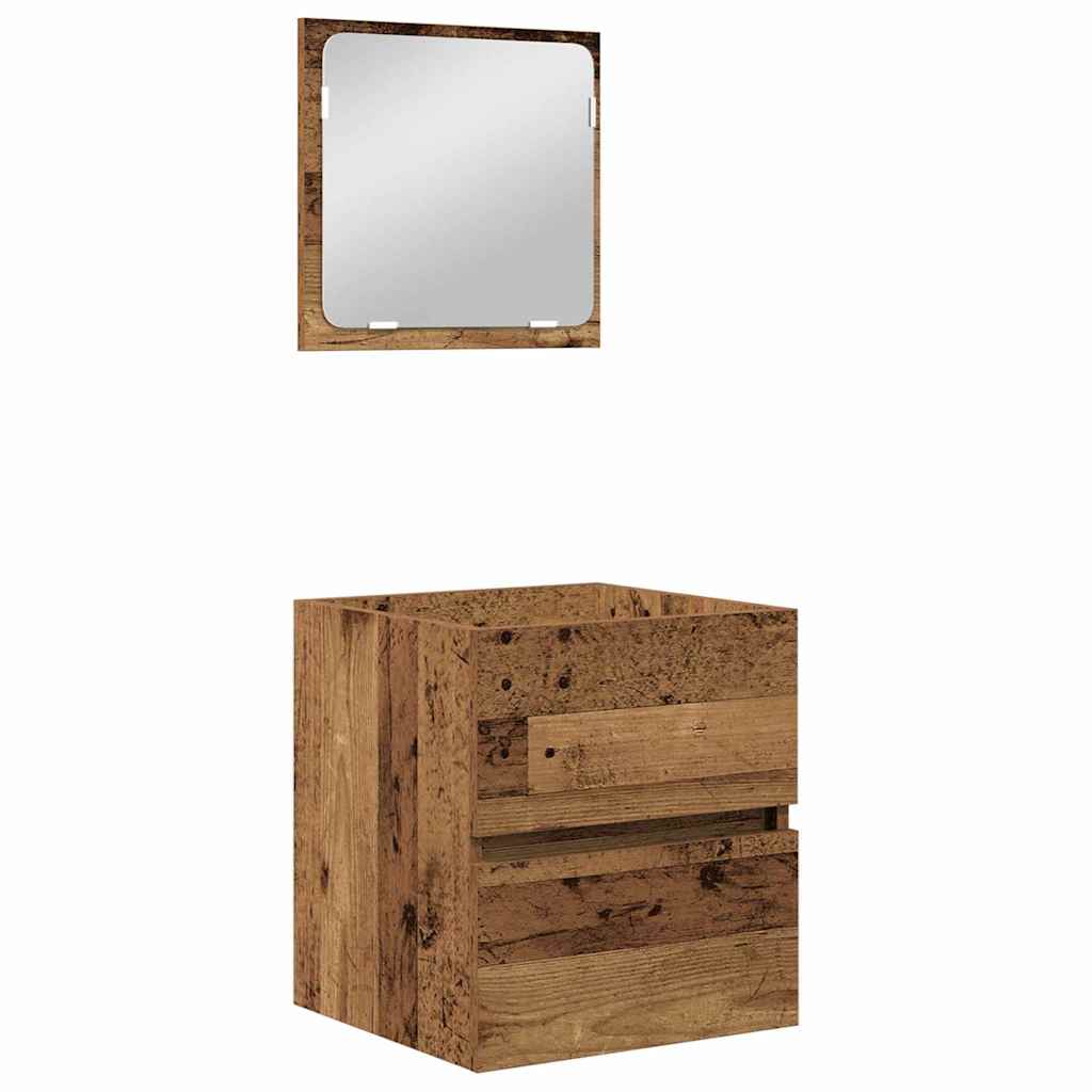 Baderomsinnredningssett 3 pcs Gammel tre og hvit Medium