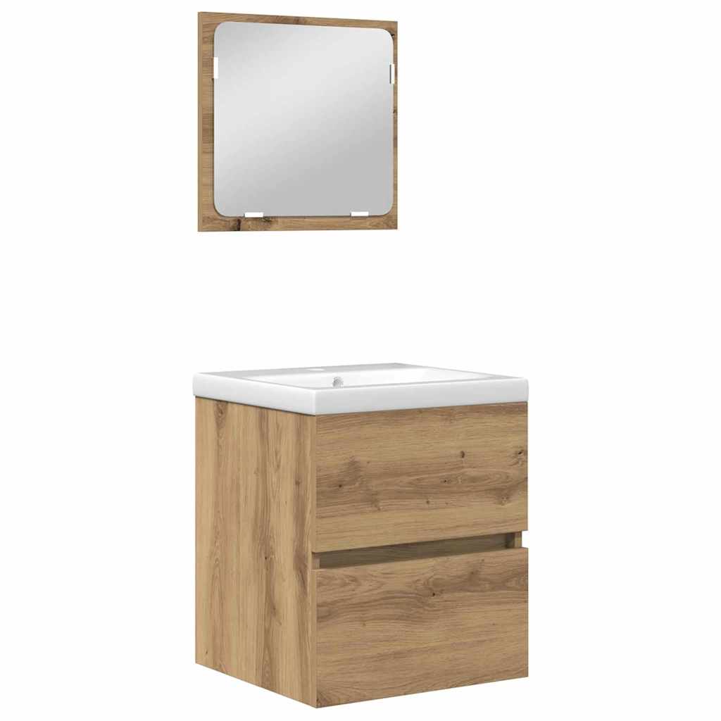 Baderomsinnredningssett 3 pcs Svart eik og hvit Standard