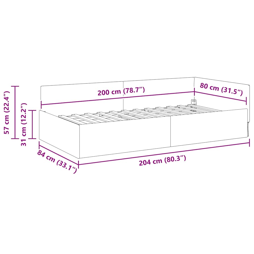 Hjørnesengramme med hodegjerde Mørkegrønn 80 cm x 200 cm stoff