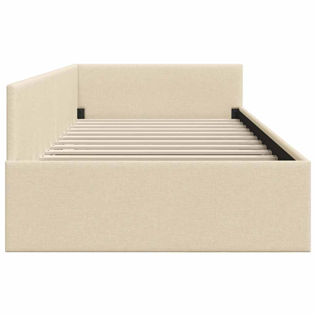 Hjørnesengramme med hodegjerde Krem 80 cm x 200 cm stoff