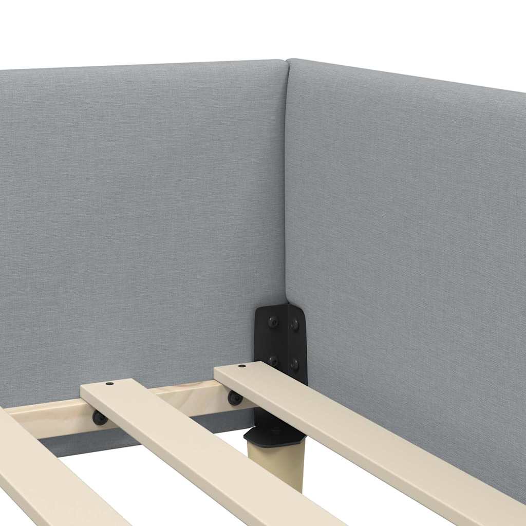 Hjørnesengramme med hodegjerde Lysegrå 100 x 200 cm stoff