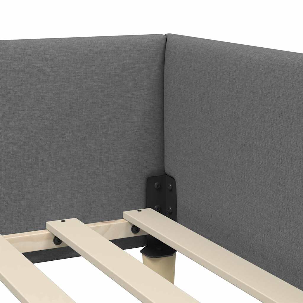 Hjørnesengramme med hodegjerde Mørkegrå 100 x 200 cm stoff