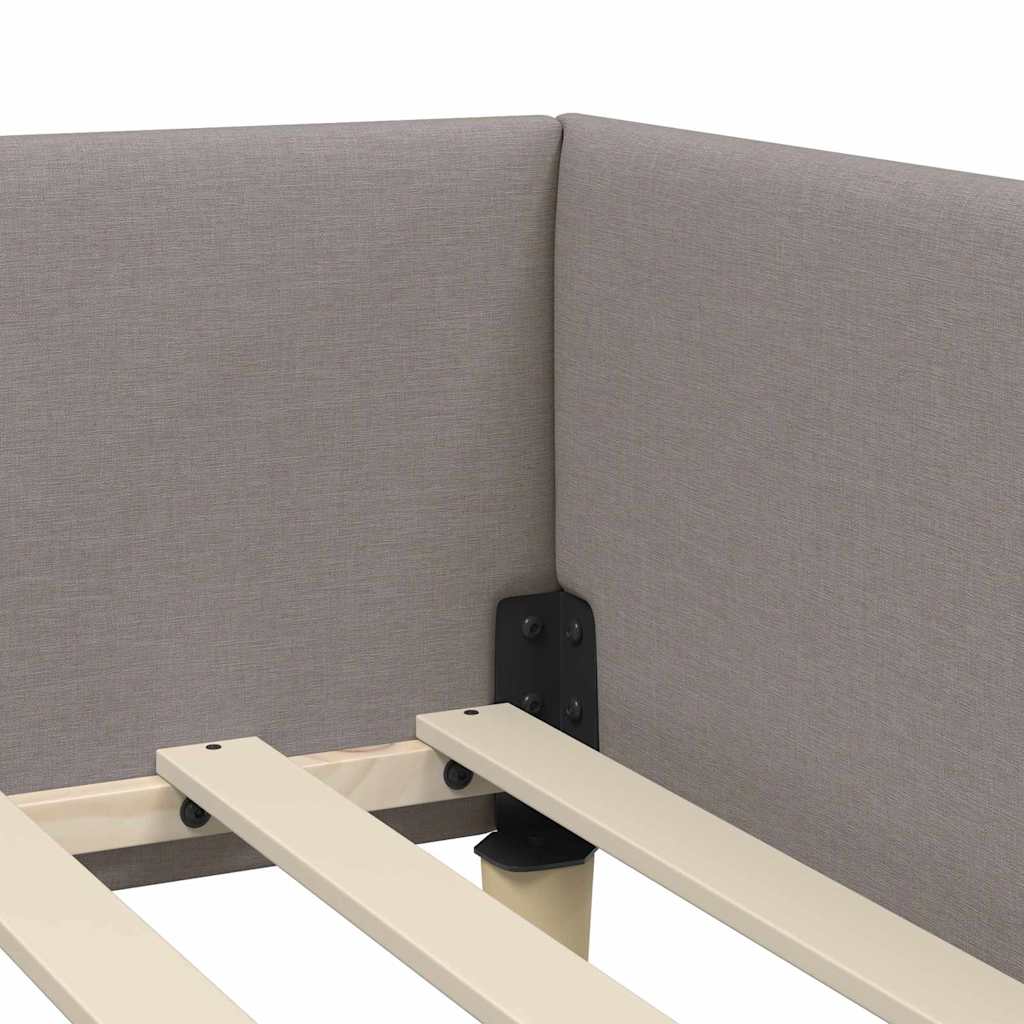 Hjørnesengramme med hodegjerde Gråbrun 100 x 200 cm stoff