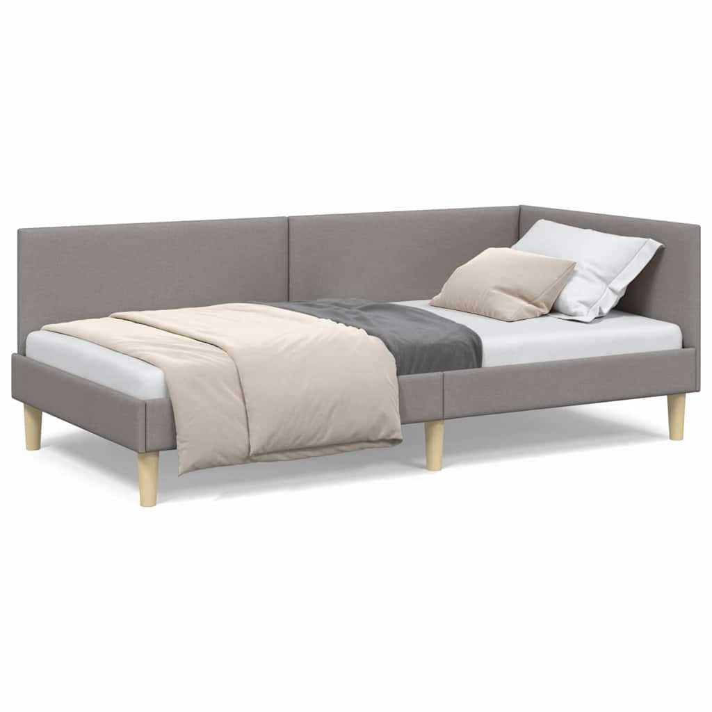 Hjørnesengramme med hodegjerde Gråbrun 80 cm x 200 cm stoff