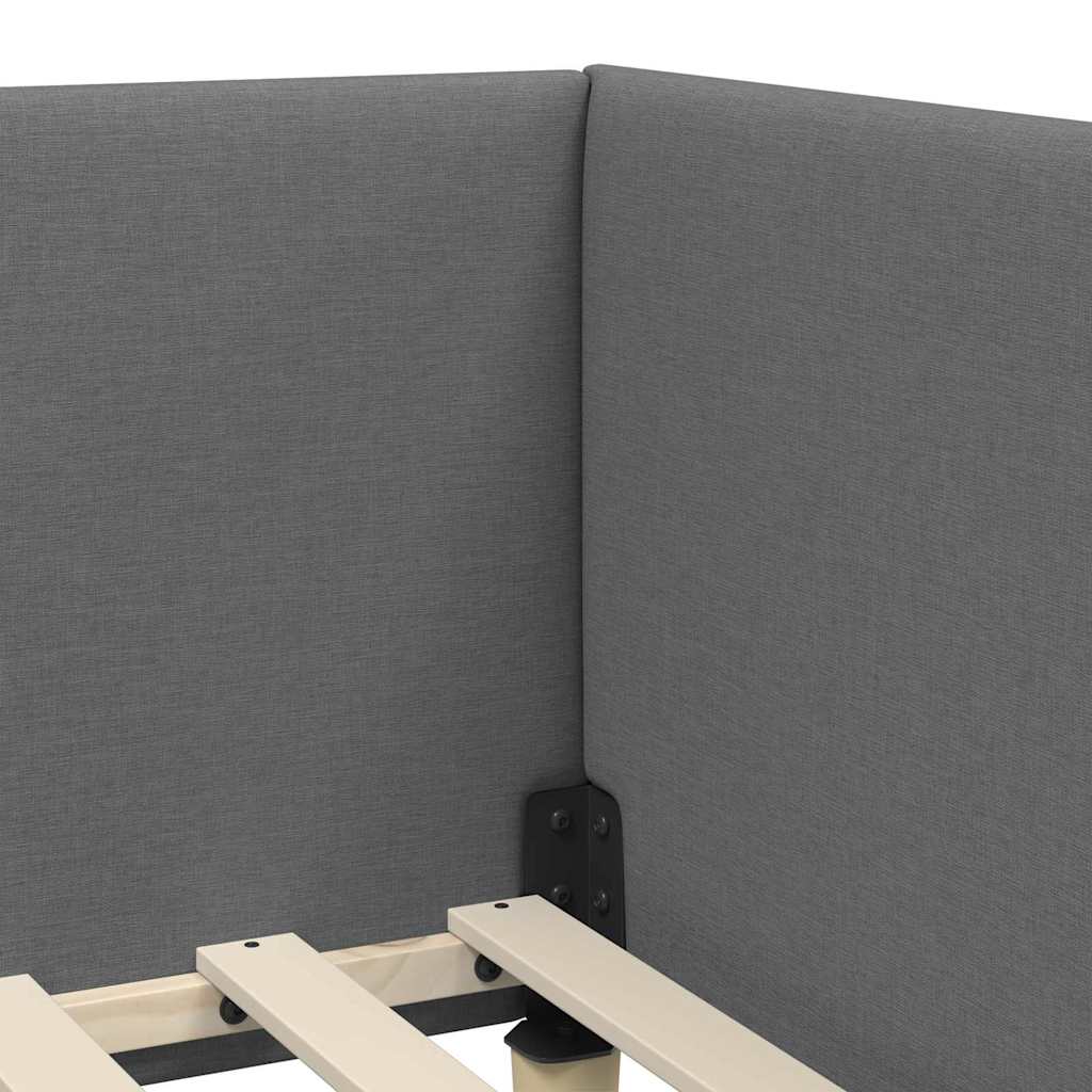 Hjørnesengramme med hodegjerde Mørkegrå 90 cm x 200 cm stoff