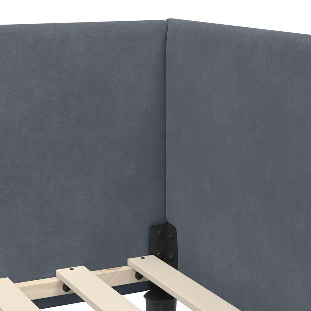 Hjørnesengramme med hodegjerde Mørkegrå 80 cm x 200 cm stoff